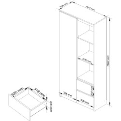 Стеллаж Akord R11 R 80cm CLP PK (White/Black Gloss) Thumb