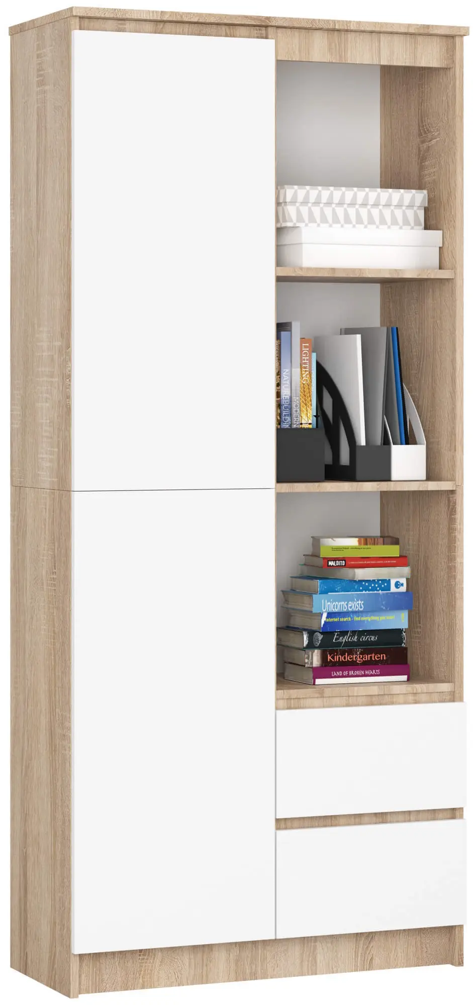 Etajera Akord R11 R80 1D 2SZ (Sonoma Oak/White)