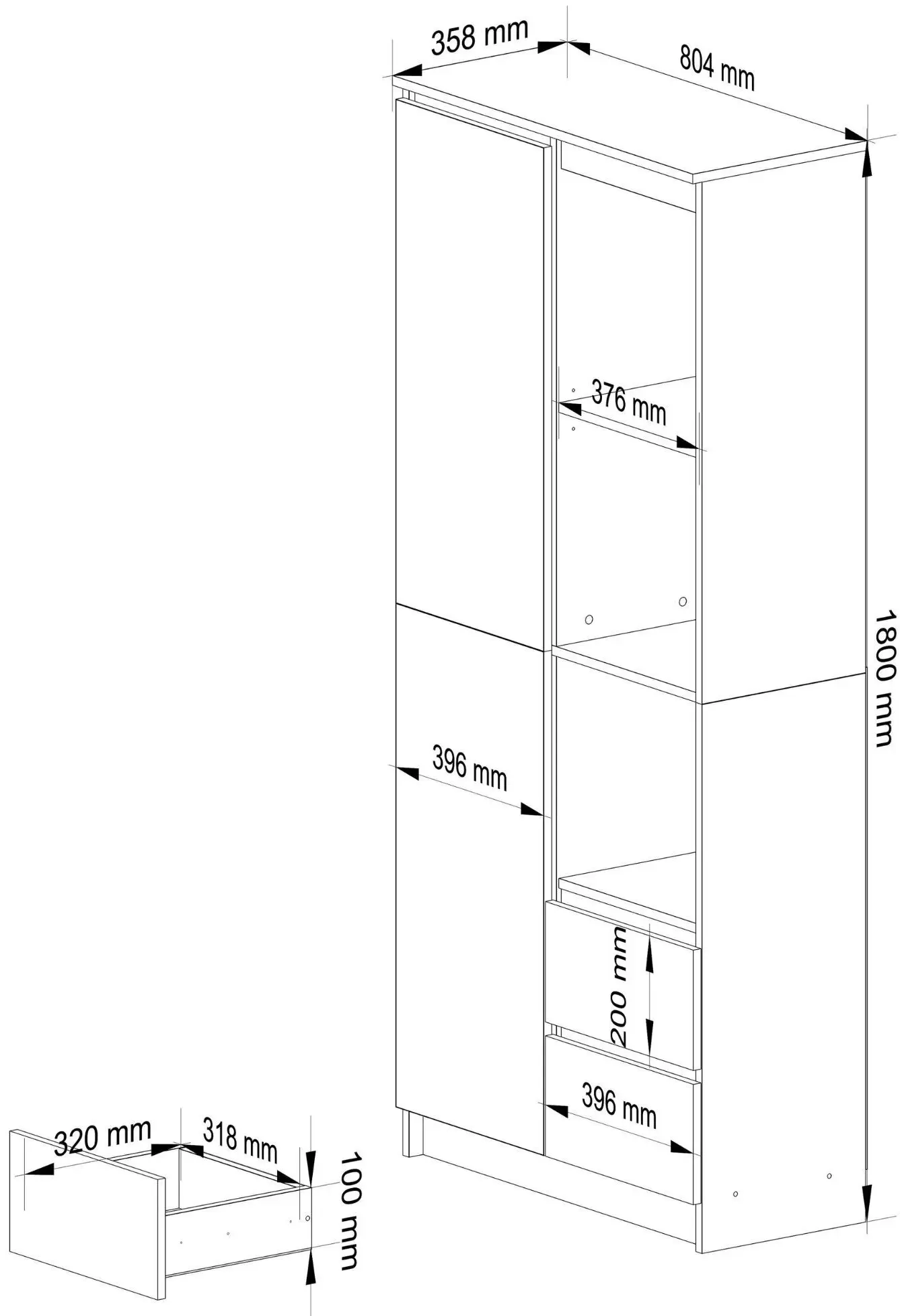 Etajera Akord R11 R80 1D 2SZ (Sonoma Oak/White)