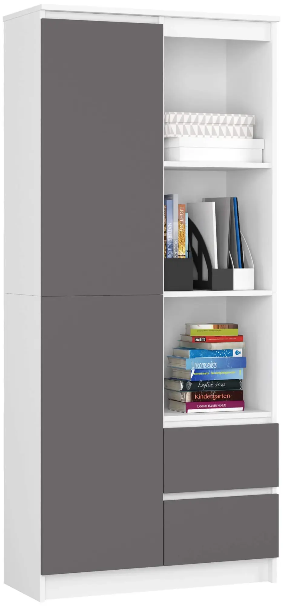 Etajera Akord R11 R80 1D 2SZ (White/Graphite Grey)