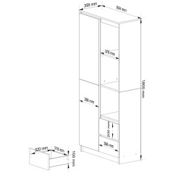 Etajera Akord R11 R80 1D 2SZ (White/Graphite Grey) Thumb