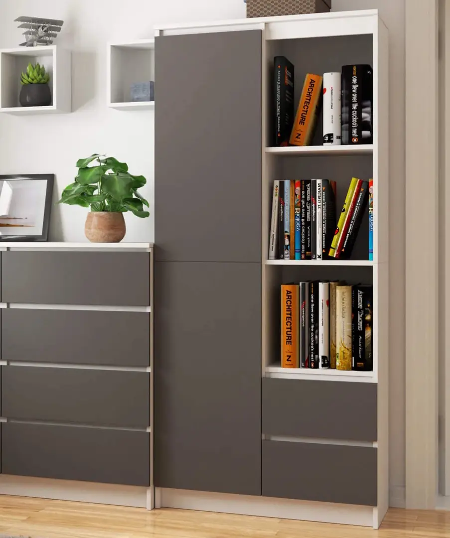 Etajera Akord R11 R80 1D 2SZ (White/Graphite Grey)