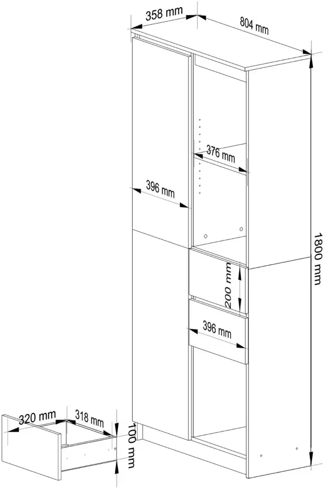 Стеллаж Akord R15 R80 1D 2SZ CLP PK (Sonoma Oak) - 6