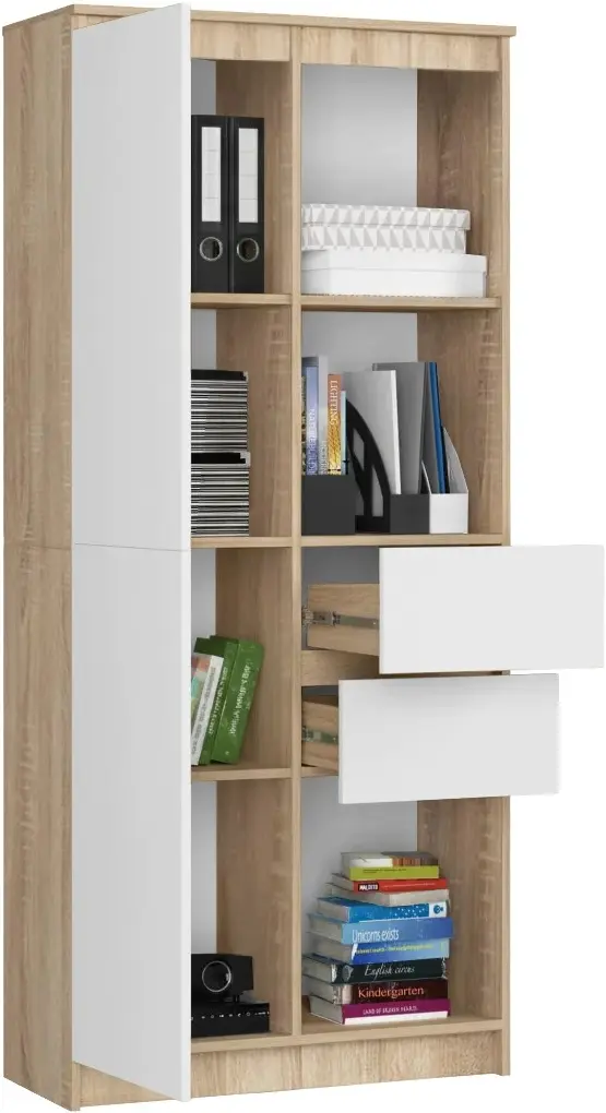 Стеллаж Akord R15 R80 1D 2SZ CLP PK (Sonoma Oak/White) - 3