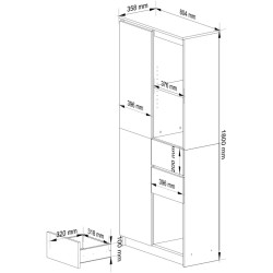 Стеллаж Akord R15 R80 1D 2SZ CLP PK (Sonoma Oak/White) Thumb