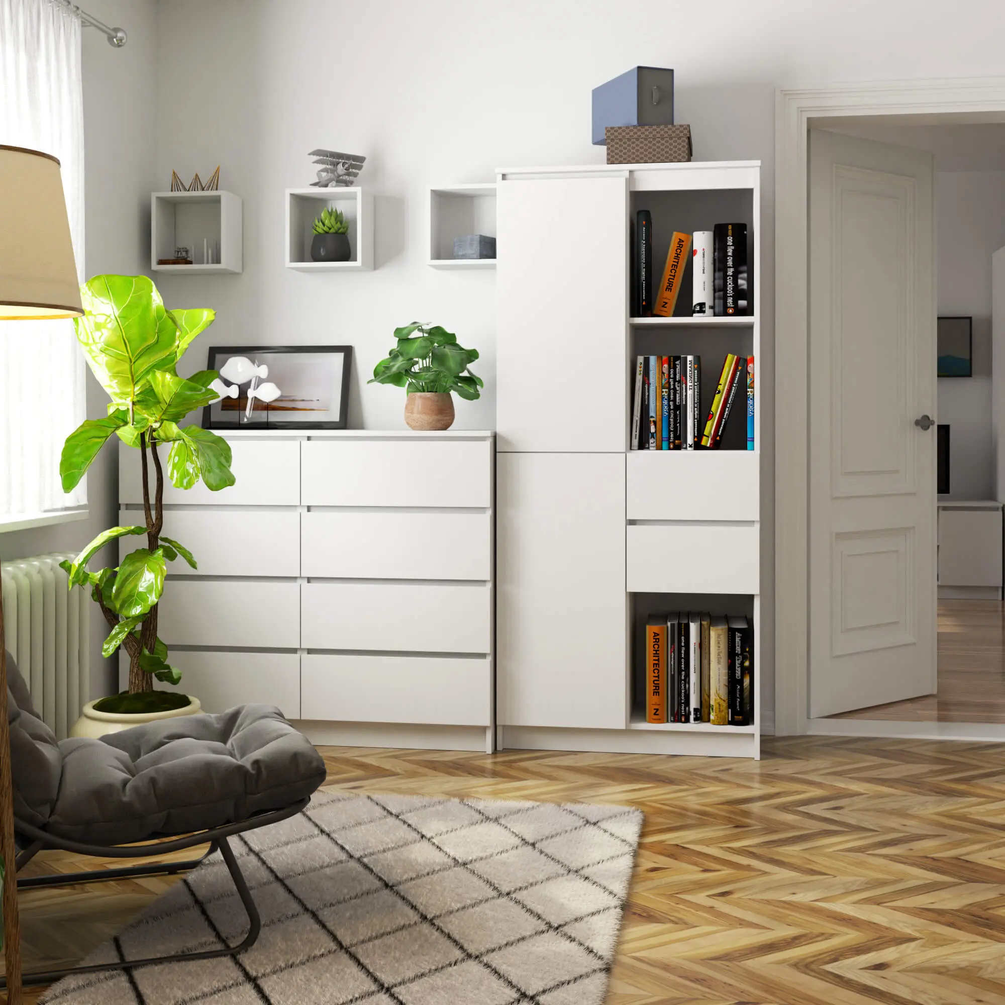 Стеллаж Akord R15 R80 1D 2SZ (White)