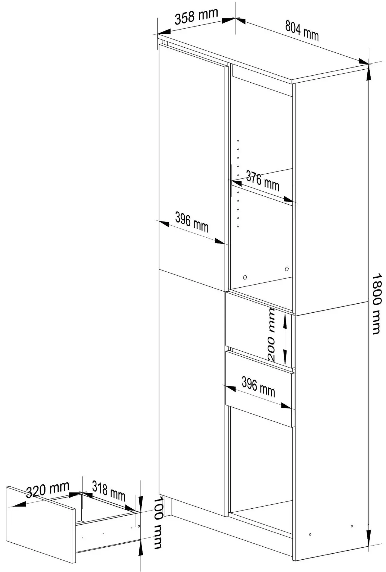 Стеллаж Akord R15 R80 1D 2SZ (White)