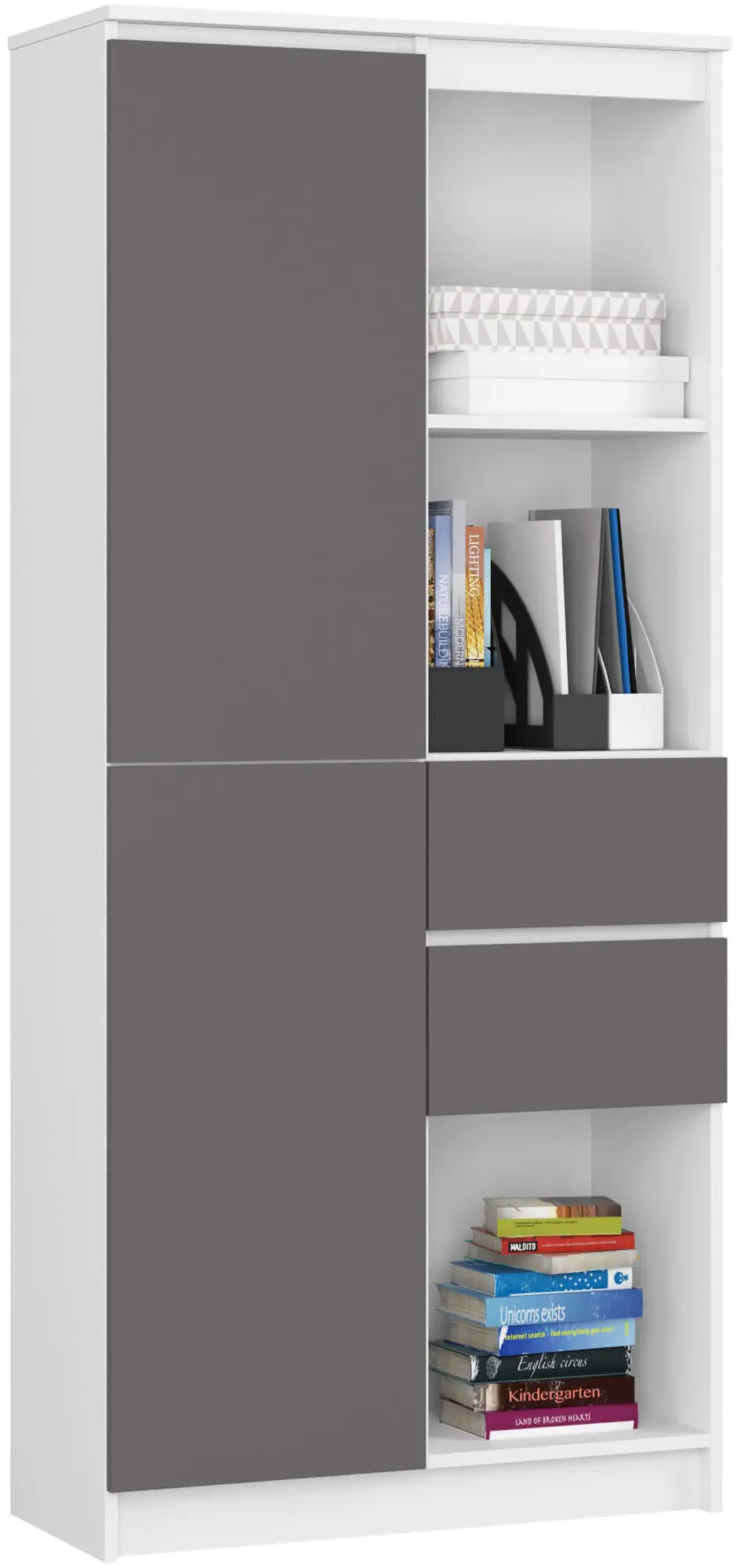 Etajera Akord R15 R80 1D 2SZ (White/Graphite Grey)