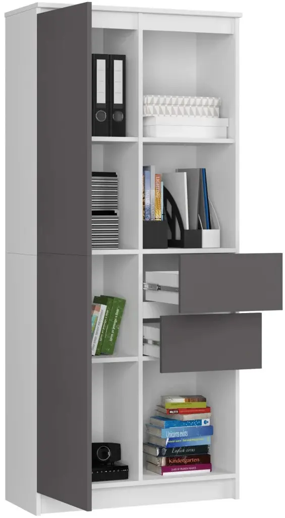 Etajera Akord R15 R80 1D 2SZ (White/Graphite Grey)