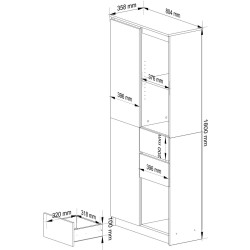 Etajera Akord R15 R80 1D 2SZ (White/Graphite Grey) Thumb