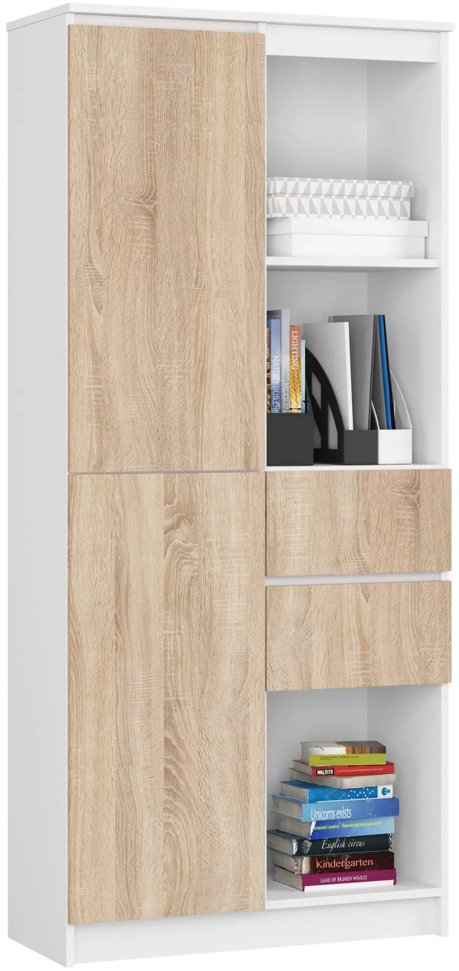 Etajera Akord R15 R80 1D 2SZ (White/Sonoma Oak)