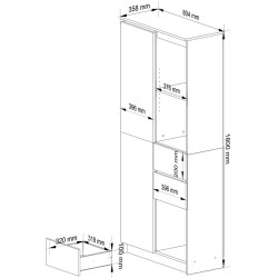 Etajera Akord R15 R80 1D 2SZ (White/Sonoma Oak) Thumb