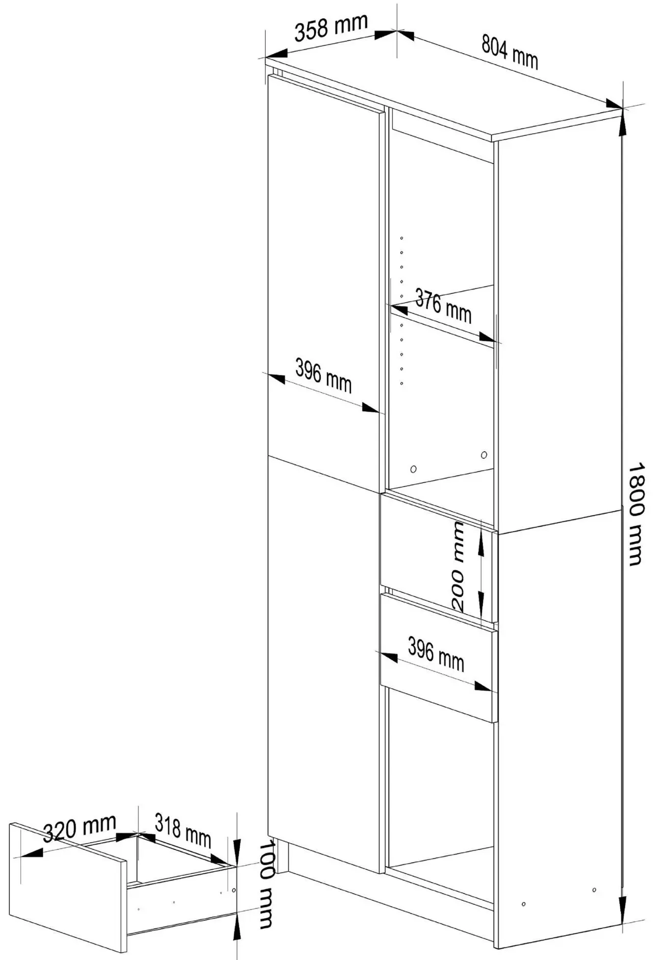 Etajera Akord R15 R80 1D 2SZ (White/Sonoma Oak)