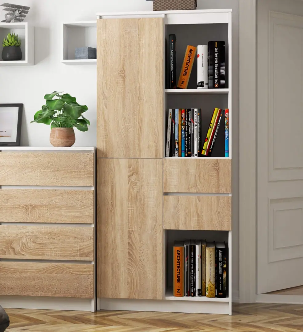 Etajera Akord R15 R80 1D 2SZ (White/Sonoma Oak)