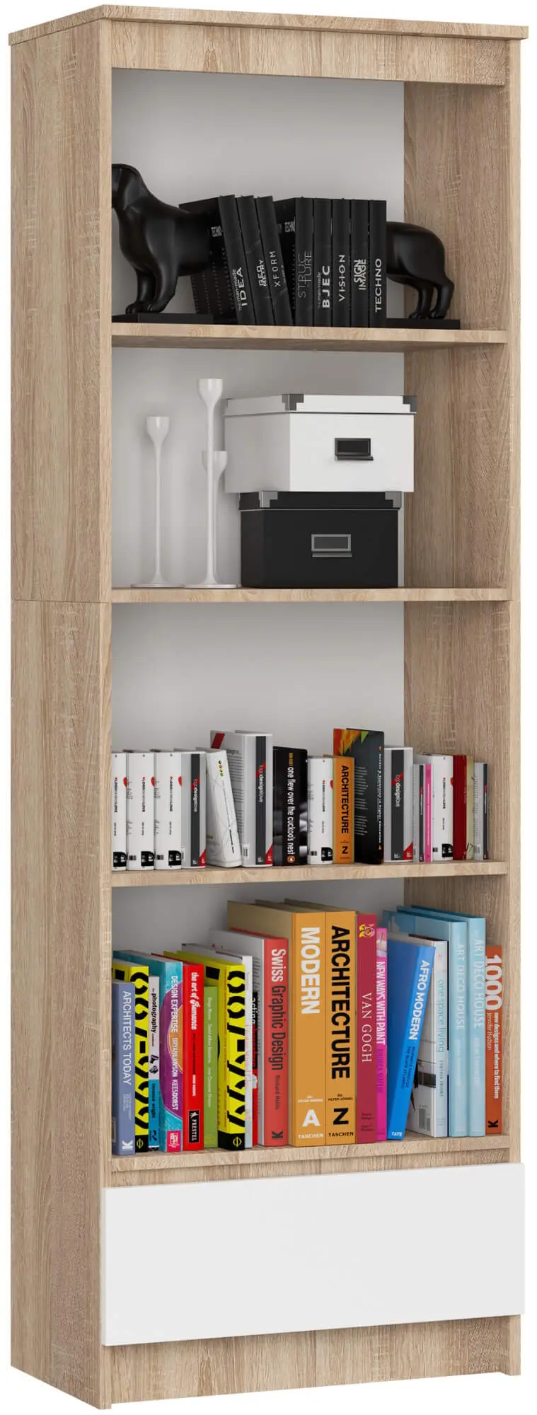 Etajera Akord R60 1SZ 4P (Sonoma Oak/White)