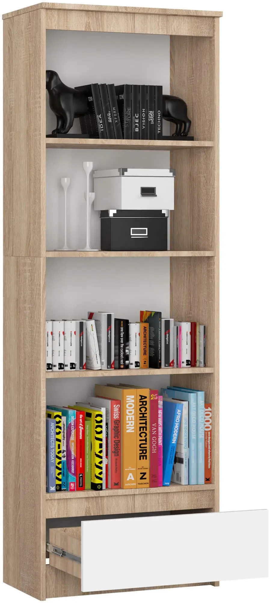 Etajera Akord R60 1SZ 4P (Sonoma Oak/White)