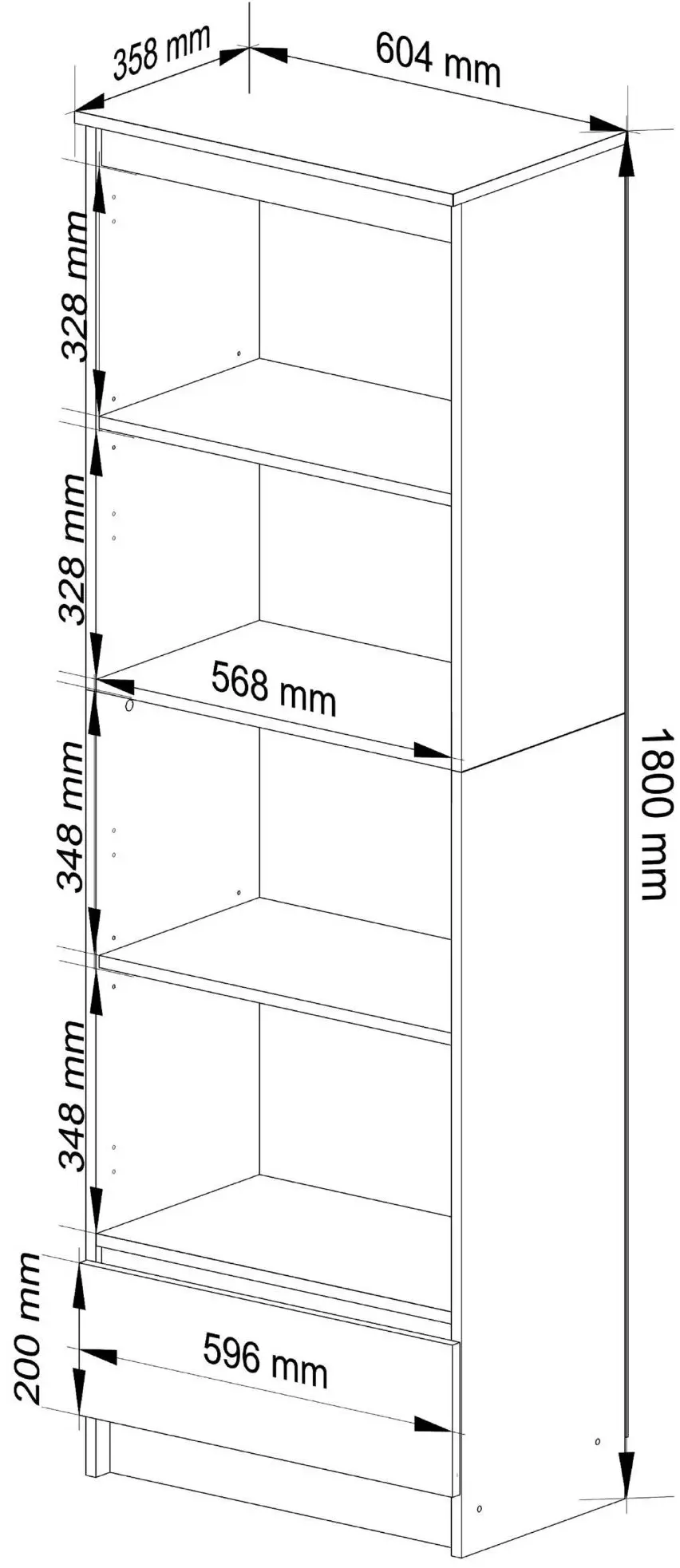 Etajera Akord R60 1SZ 4P (Sonoma Oak/White)