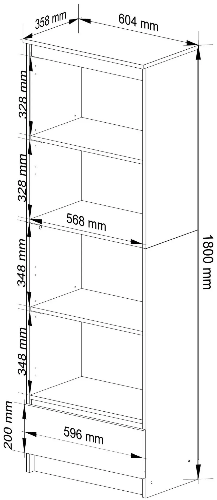 Etajera Akord R60 1SZ 4P (White)