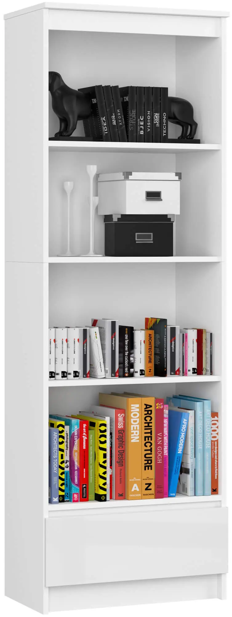 Стеллаж Akord R60 1SZ 4P (White/Glossy White)