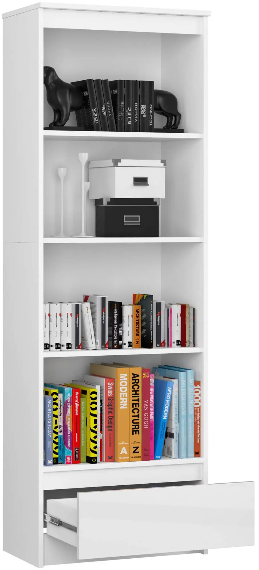 Стеллаж Akord R60 1SZ 4P (White/Glossy White)