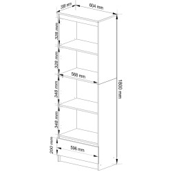 Стеллаж Akord R60 1SZ 4P (White/Glossy White) Thumb