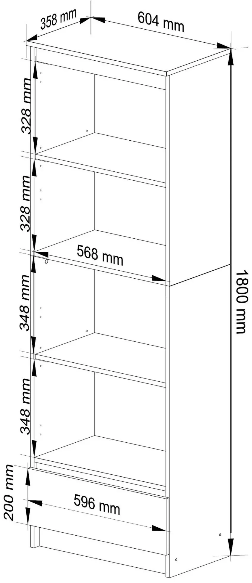 Стеллаж Akord R60 1SZ 4P (White/Glossy White)