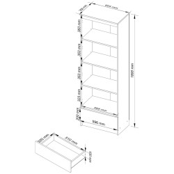 Etajera Akord R60 1SZ 4P (White/Sonoma Oak) Thumb