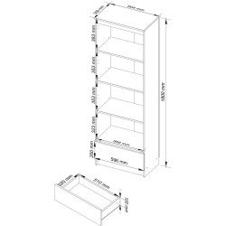 Стеллаж Akord R60 1SZ4P CLP PK (White/Graphite Grey) Thumb