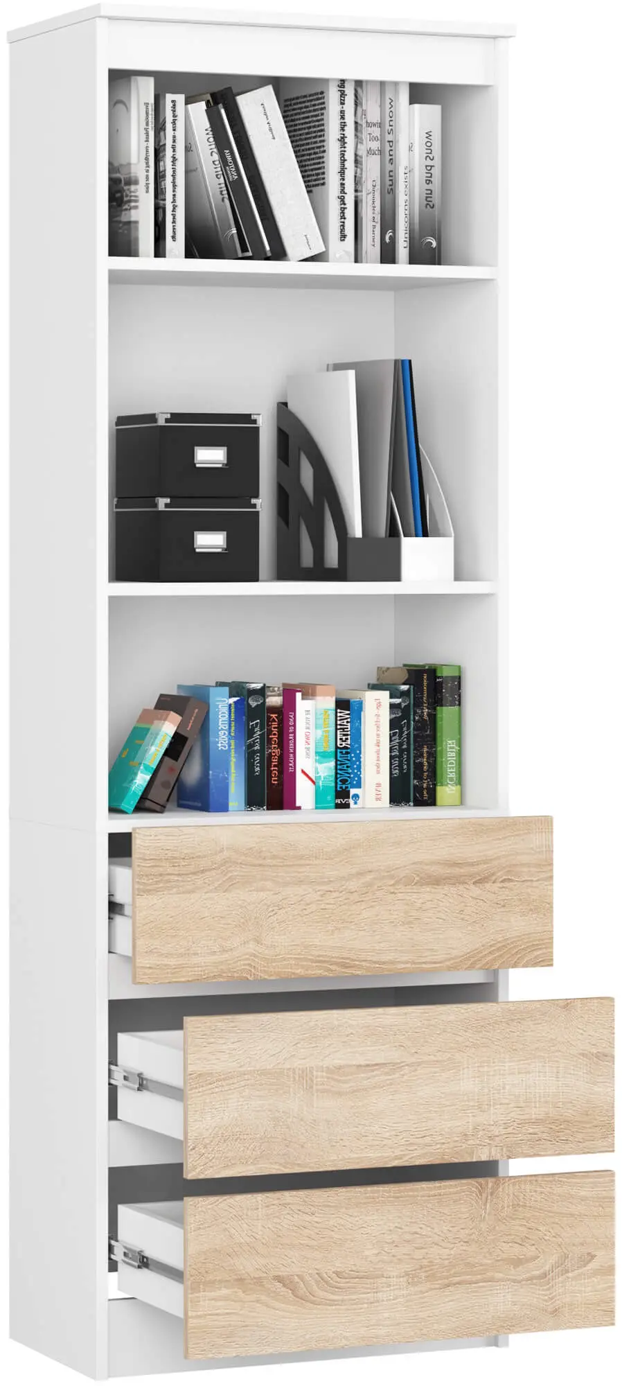 Etajera Akord R60 3SZ 2P (White/Sonoma Oak)