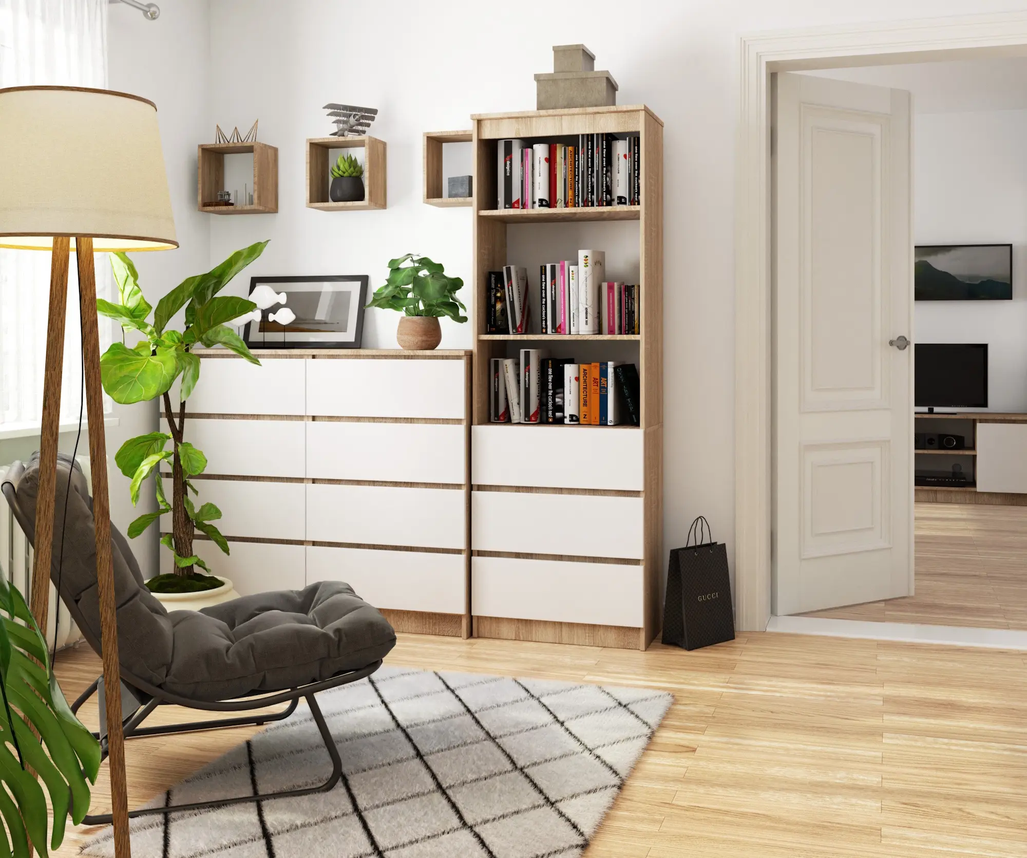 Etajera Akord R60 3SZ (Sonoma Oak/White)