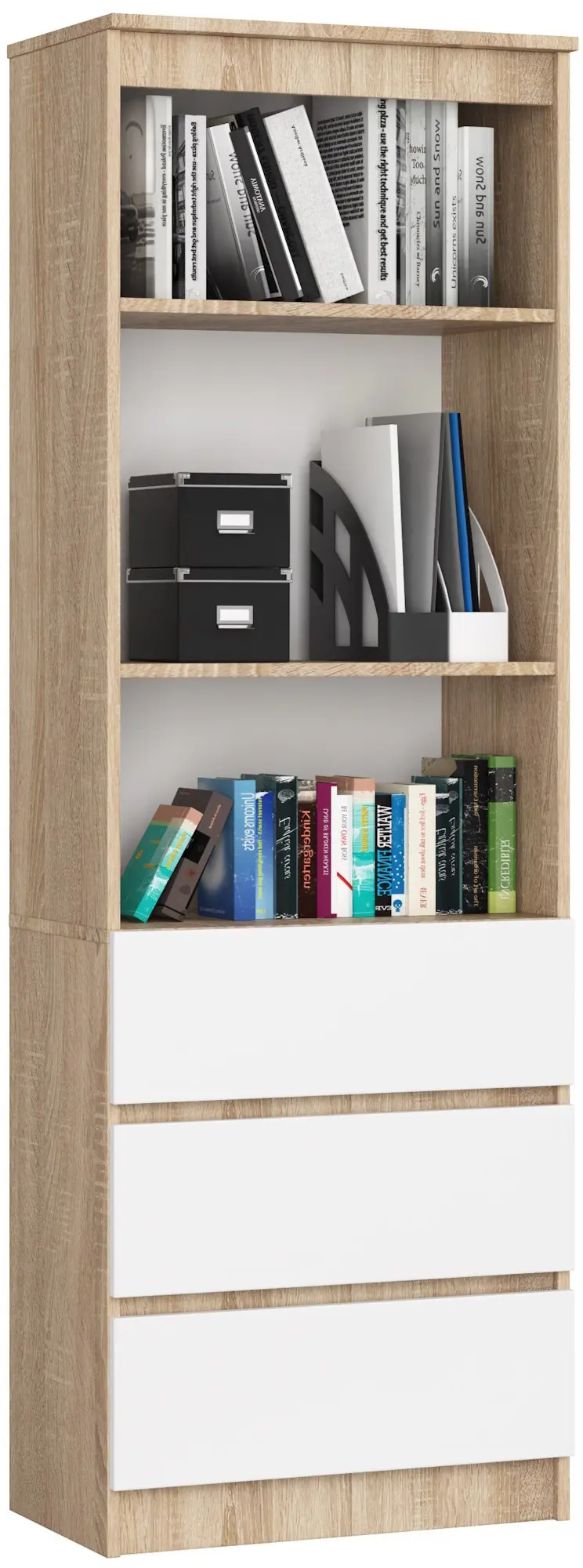 Etajera Akord R60 3SZ (Sonoma Oak/White)