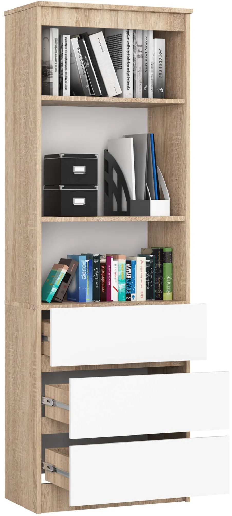 Etajera Akord R60 3SZ (Sonoma Oak/White)