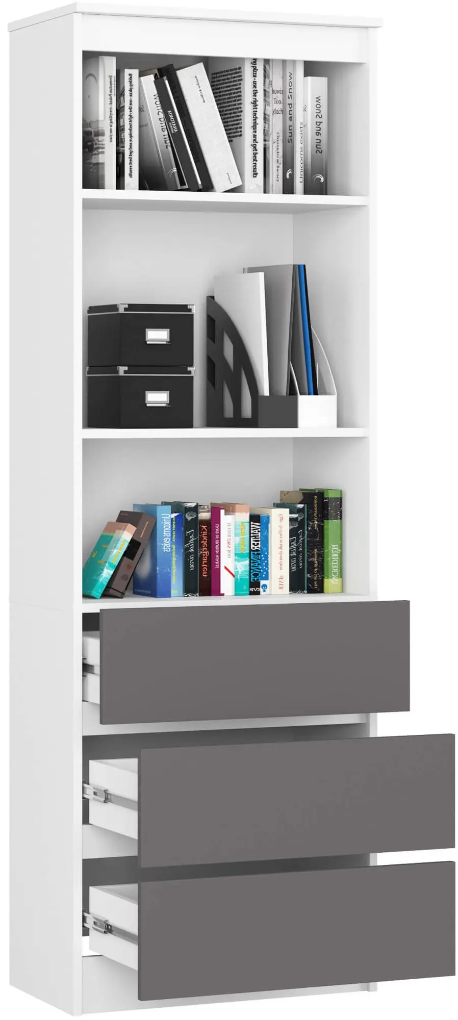 Etajera Akord R60 3SZ (White/Graphite Grey)