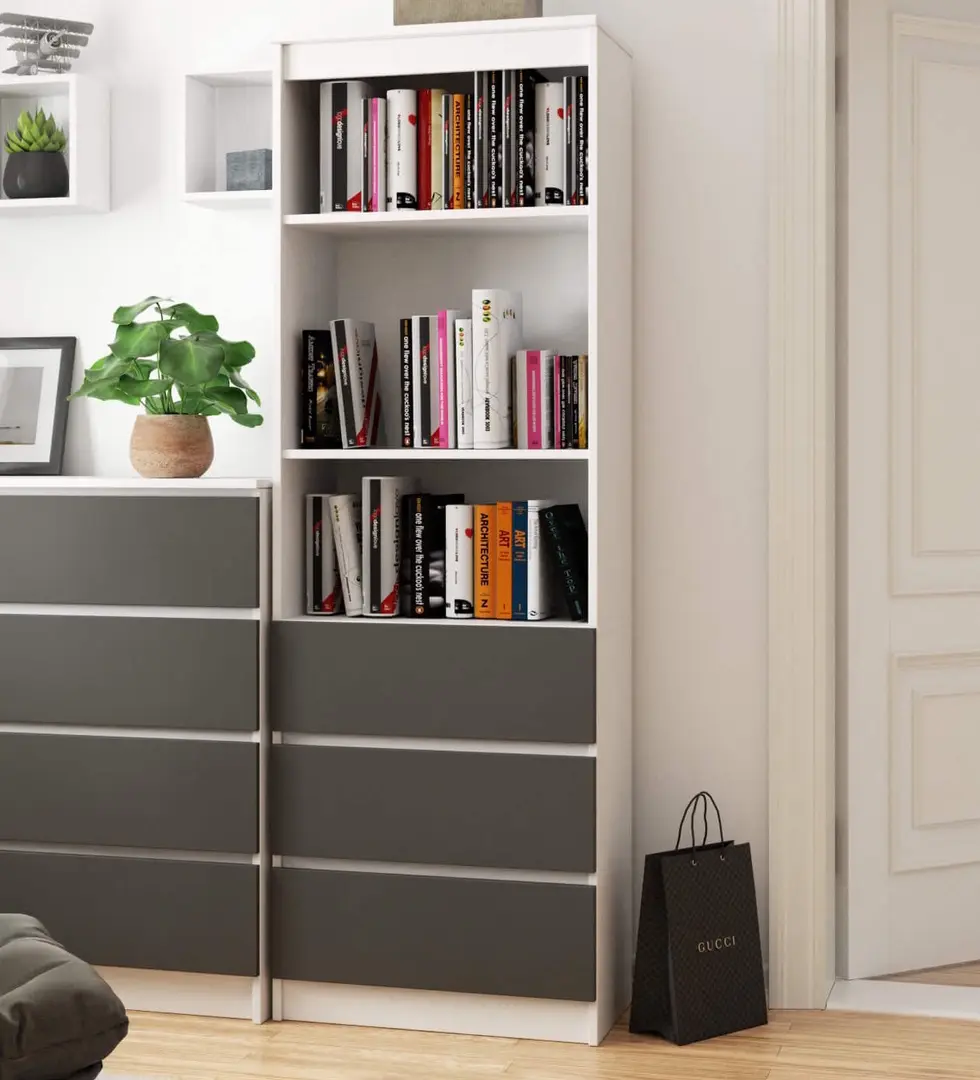 Etajera Akord R60 3SZ (White/Graphite Grey)