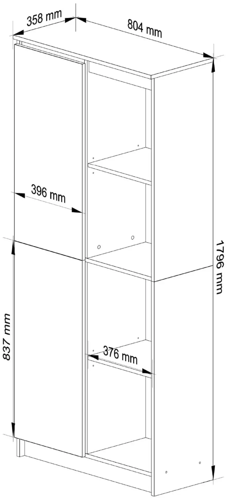 Стеллаж Akord R80 1D 4P (Sonoma Oak)