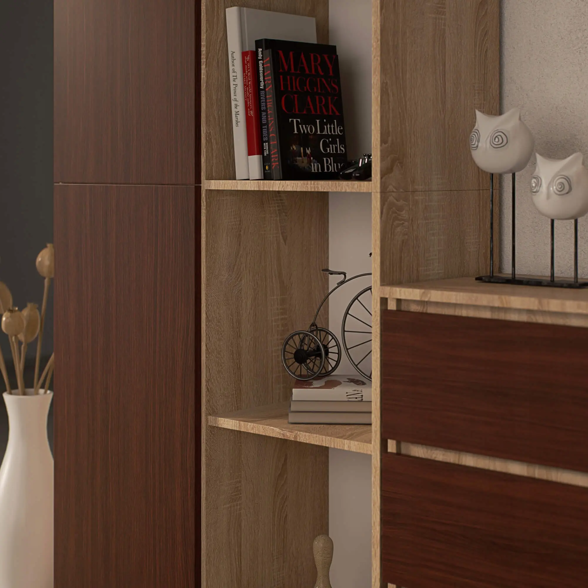 Etajera Akord R80 1D 4P (Sonoma Oak/Wenge)