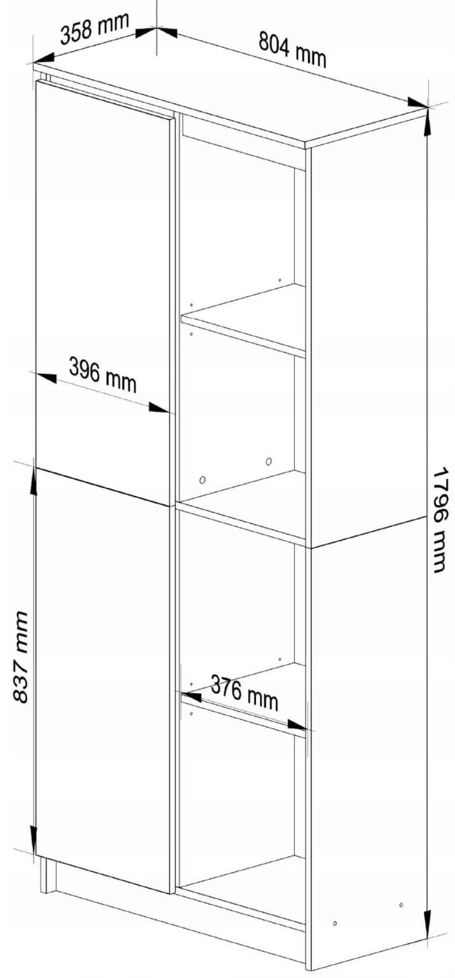 Etajera Akord R80 1D 4P (Sonoma Oak/Wenge)