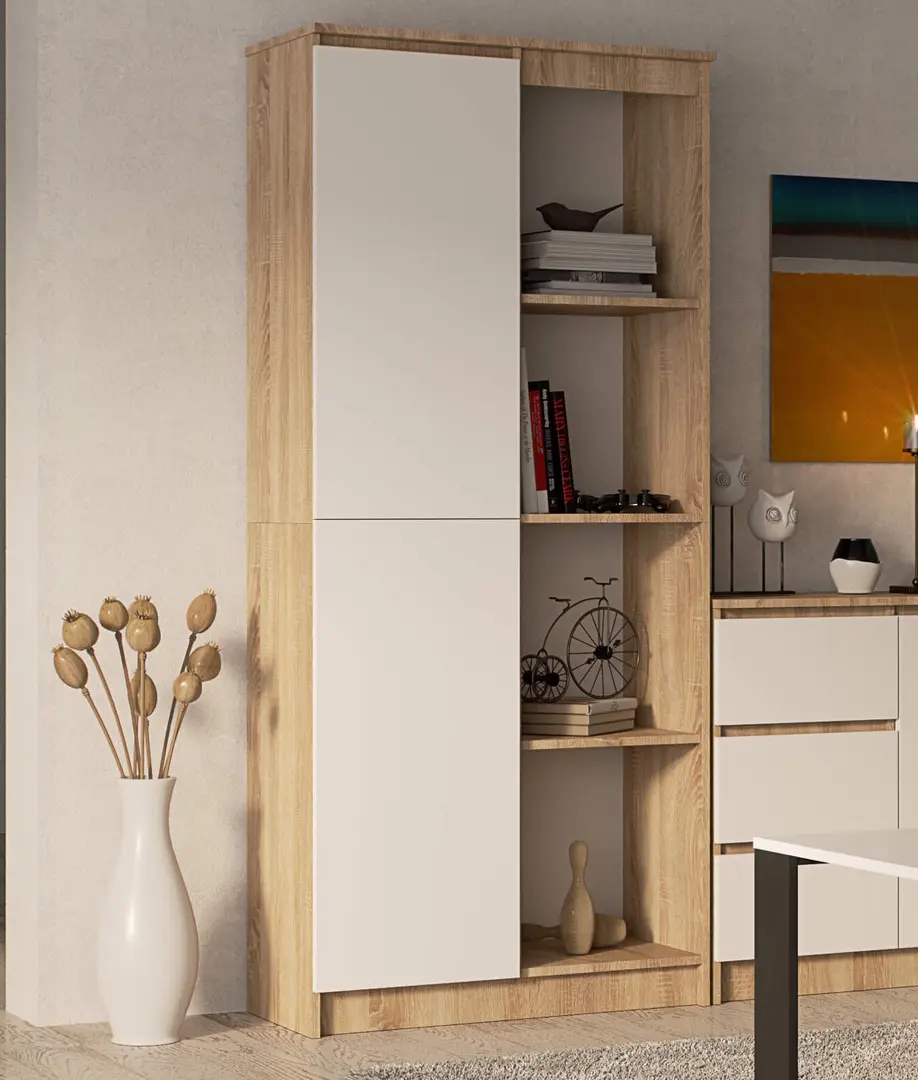 Etajera Akord R80 1D 4P (Sonoma Oak/White)