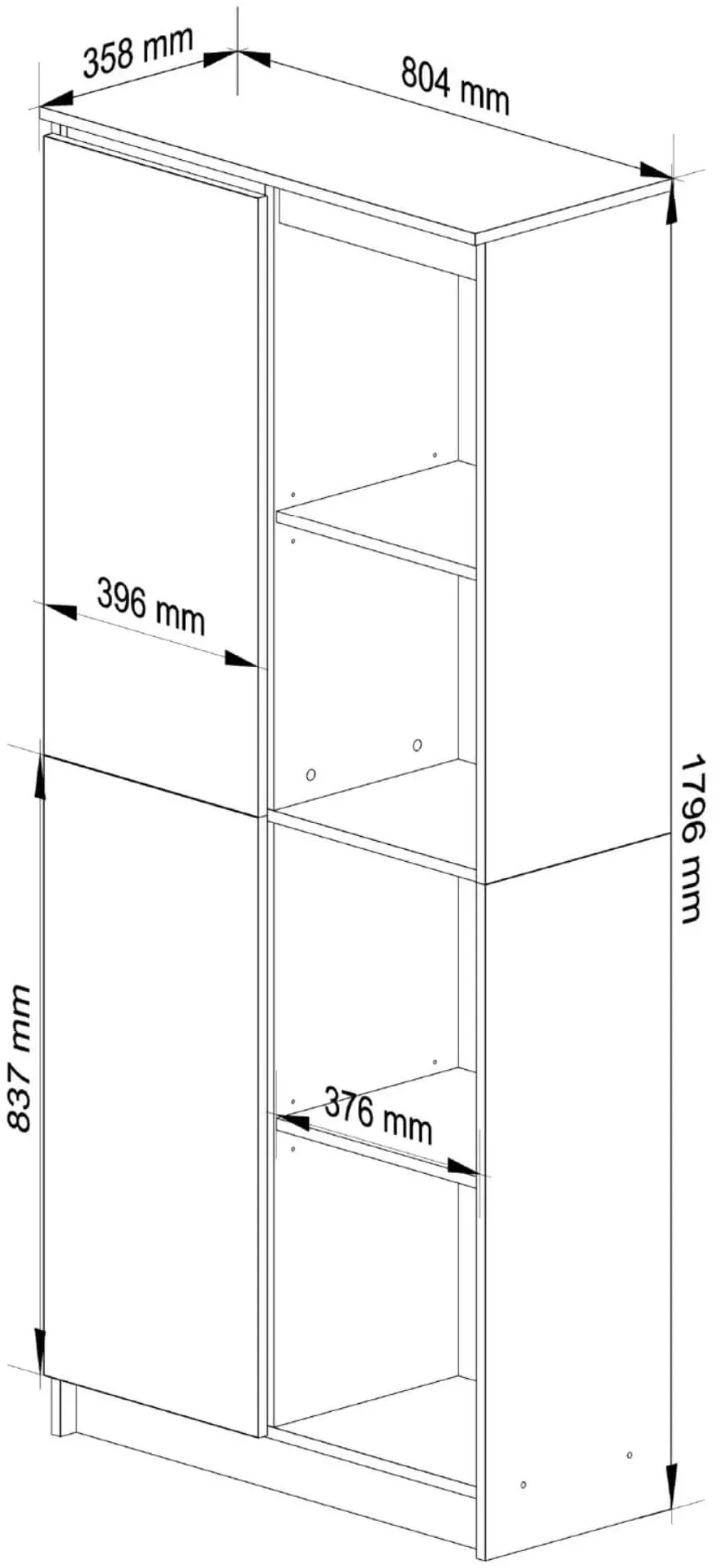 Etajera Akord R80 1D 4P (Wenge)