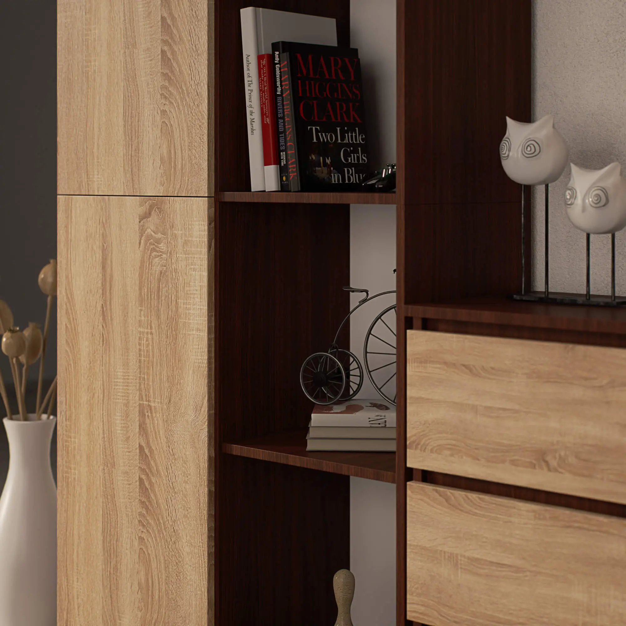 Etajera Akord R80 1D 4P (Wenge/Sonoma Oak)