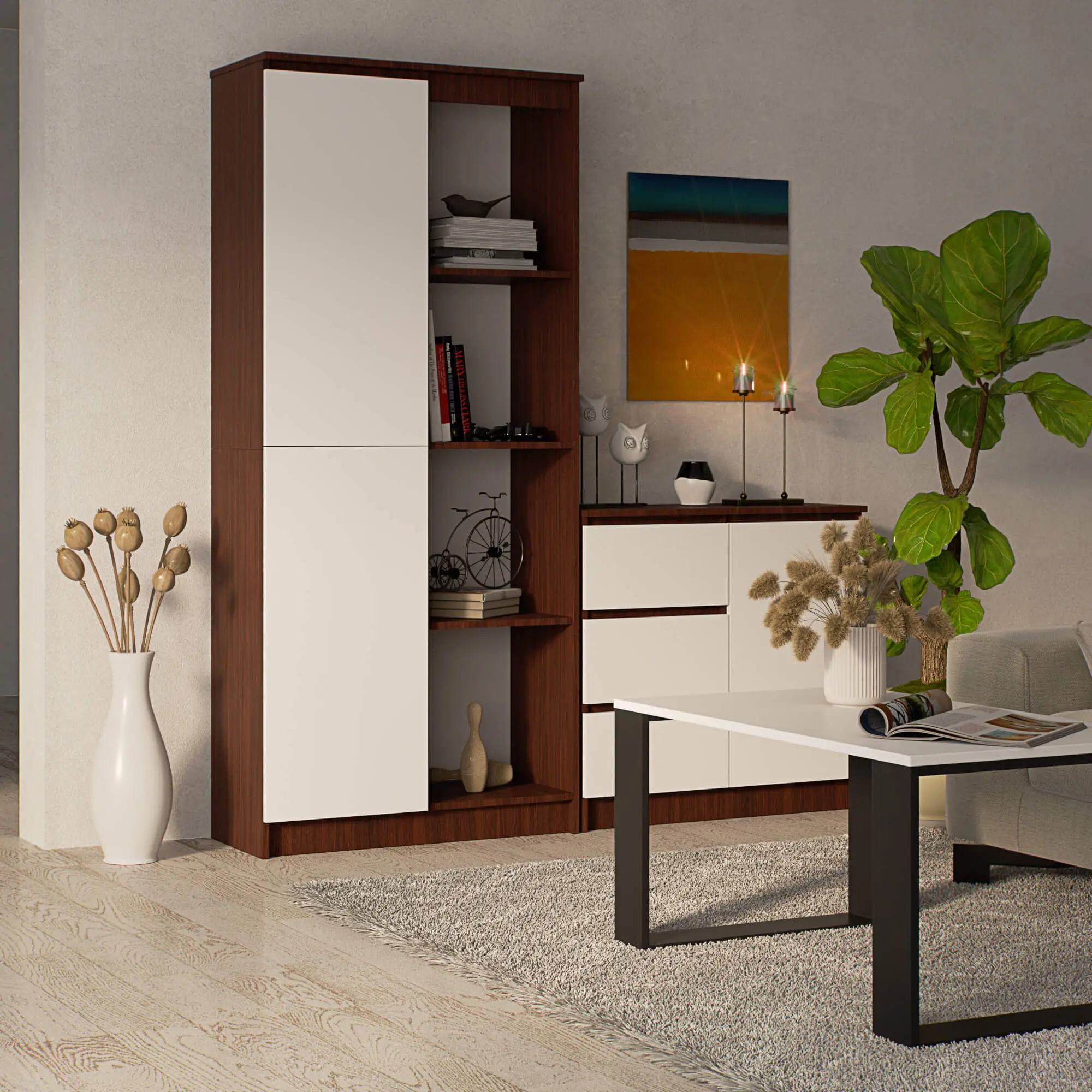 Etajera Akord R80 1D 4P (Wenge/White)