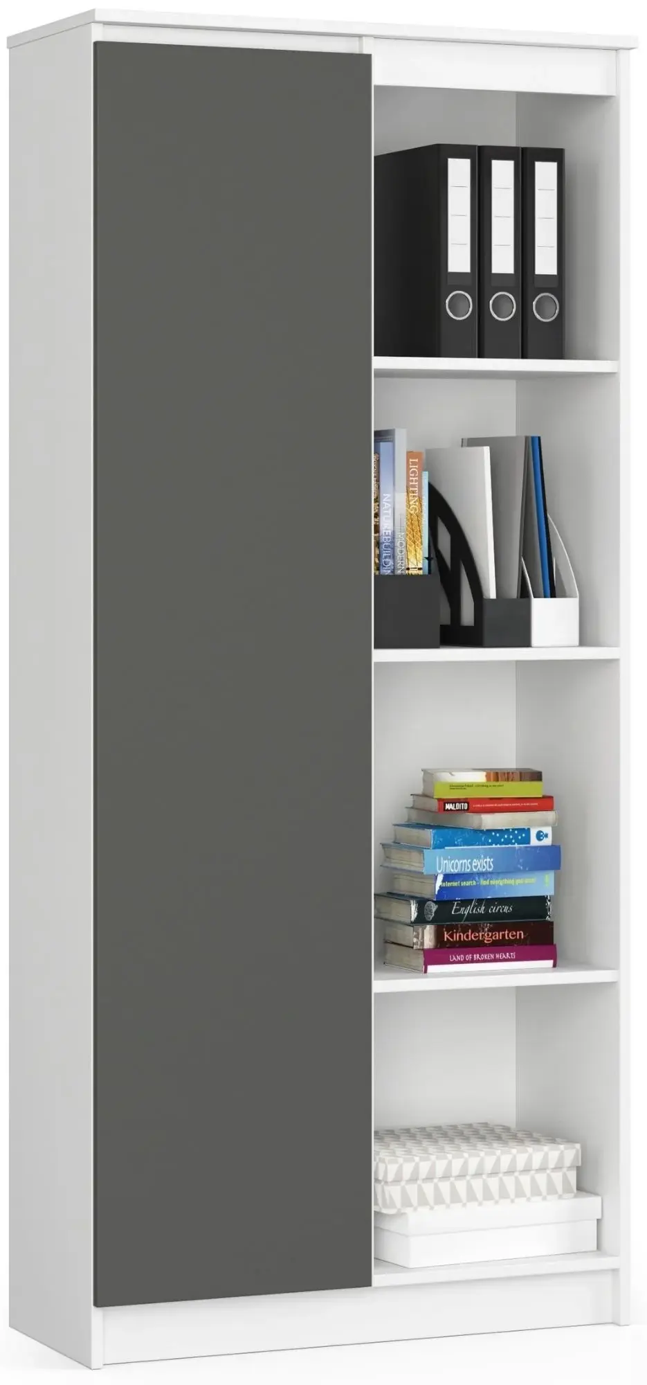 Стеллаж Akord R80 1D 4P (White/Graphite Grey)