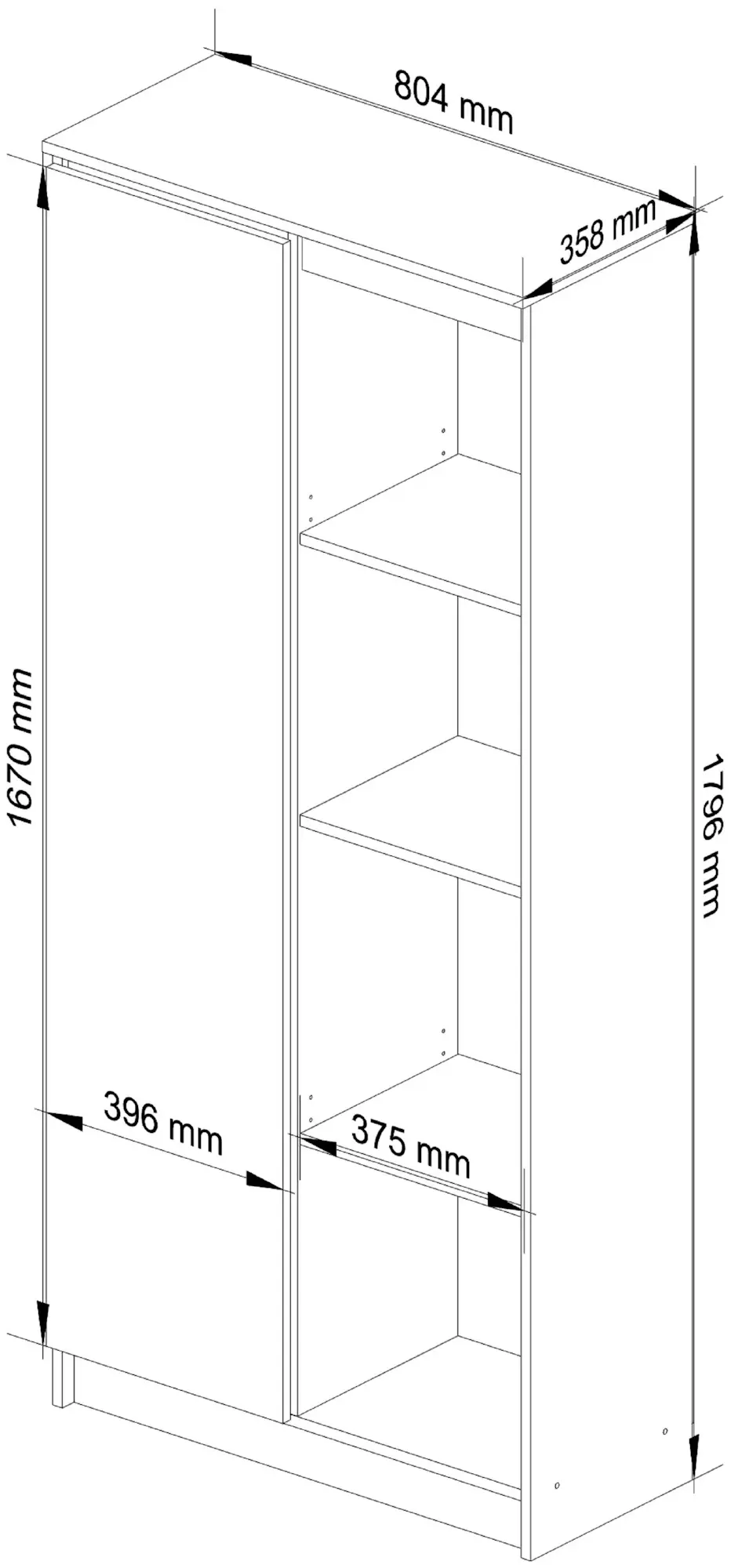 Стеллаж Akord R80 1D 4P (White/Graphite Grey)