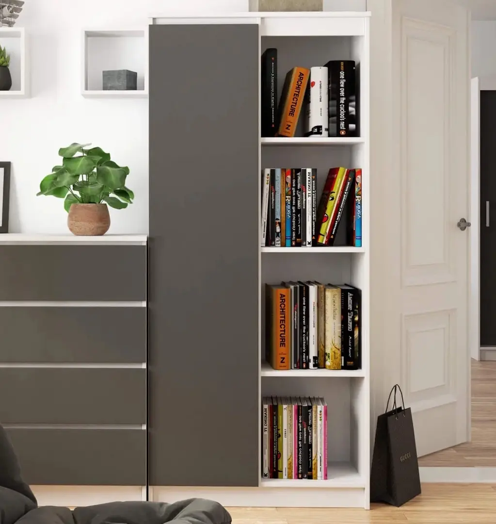 Стеллаж Akord R80 1D 4P (White/Graphite Grey)