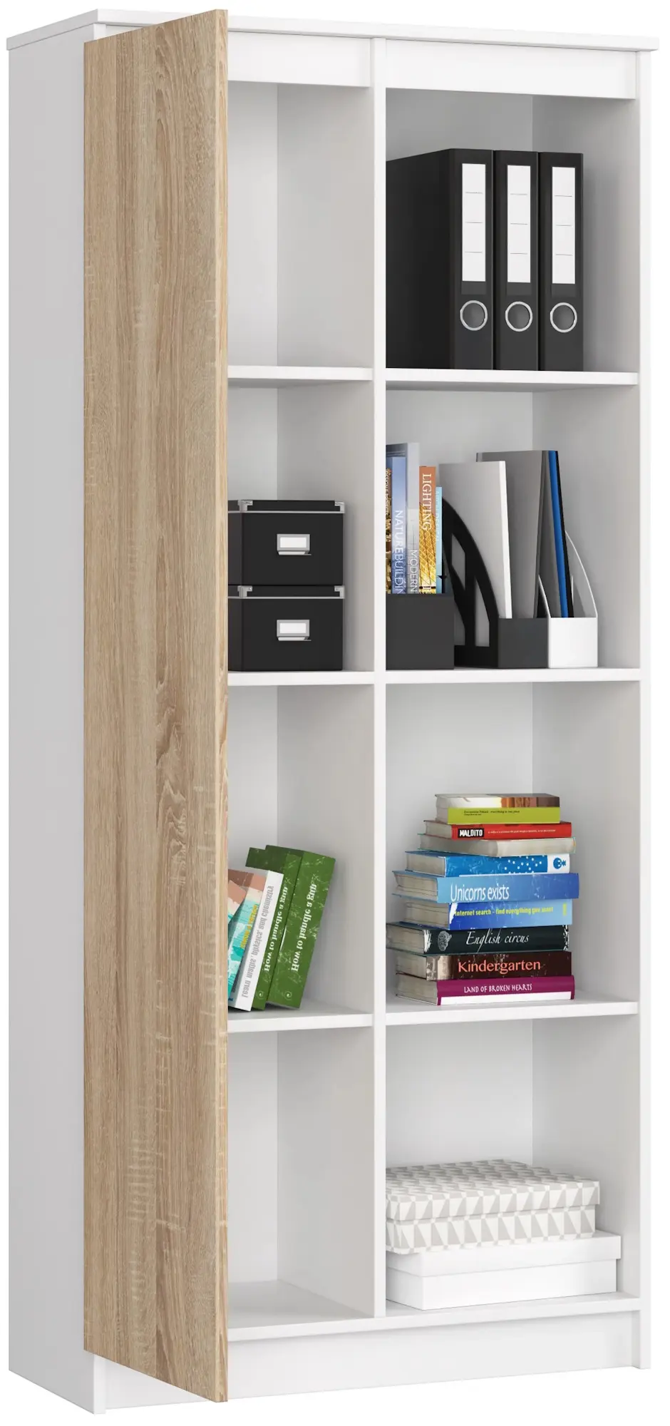 Etajera Akord R80 1D 4P (White/Sonoma Oak)