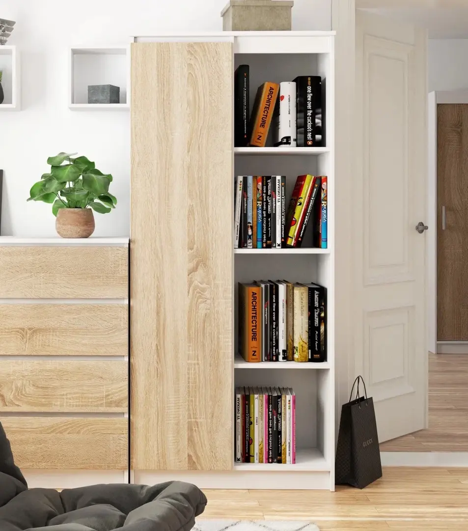 Etajera Akord R80 1D 4P (White/Sonoma Oak)