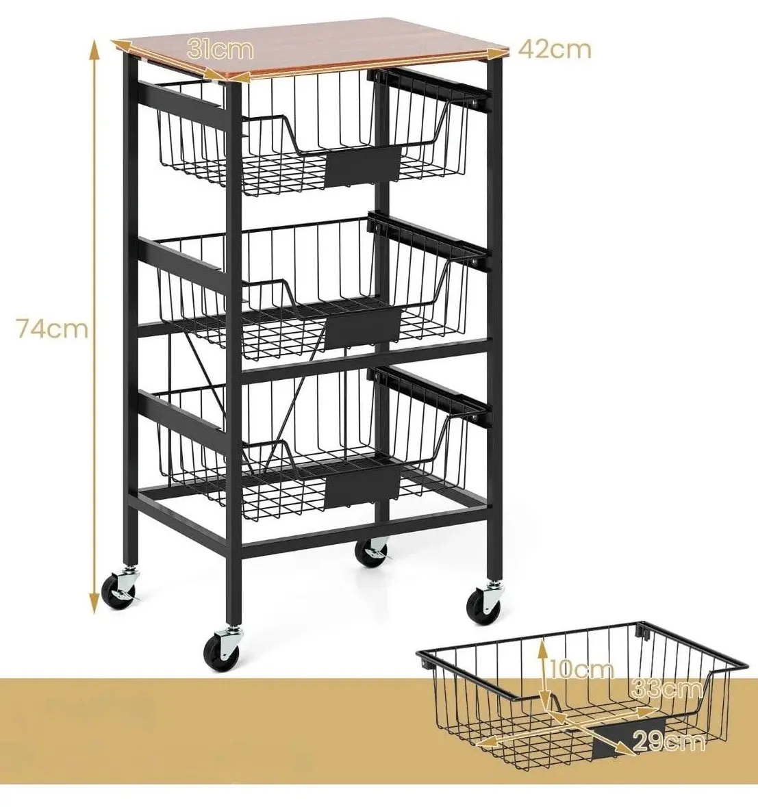 Carucior de servire Costway KC57346 (Brown)