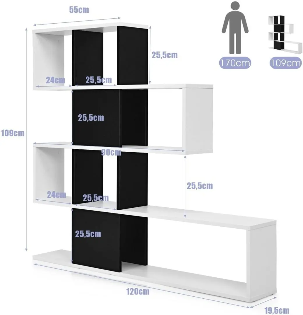 Стеллаж Costway CB10293DW (Black/White)