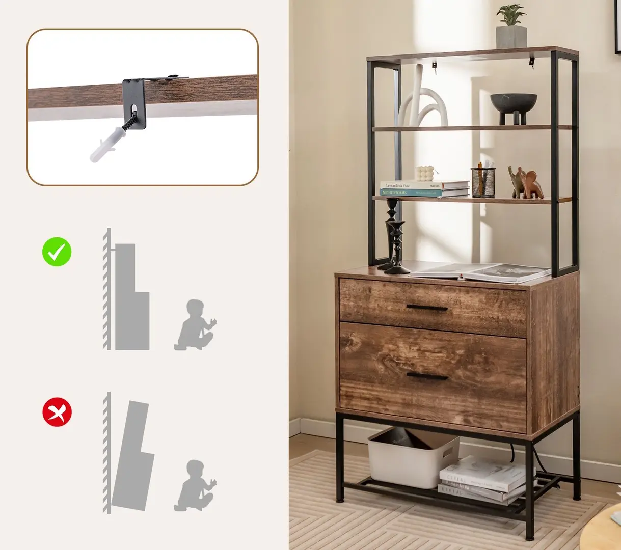 Etajera Costway CB10569CF (Rustic Brown)