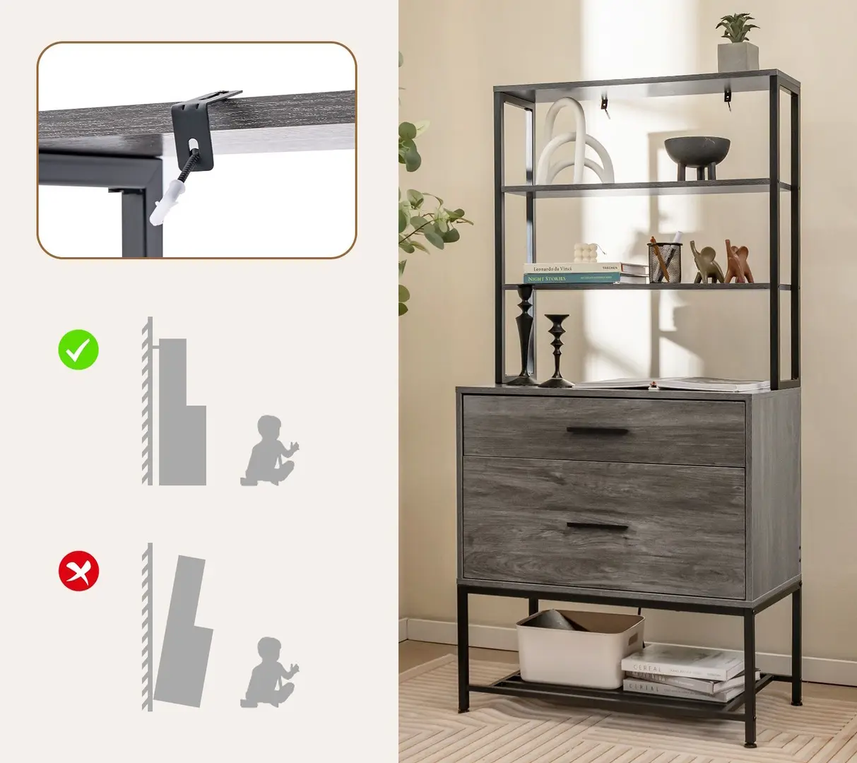 Etajera Costway CB10569GR (Grey)